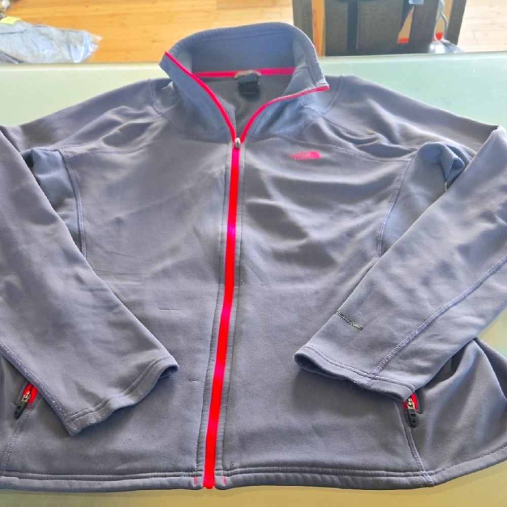 The North Face Charcoal Jacket with Pink Trim